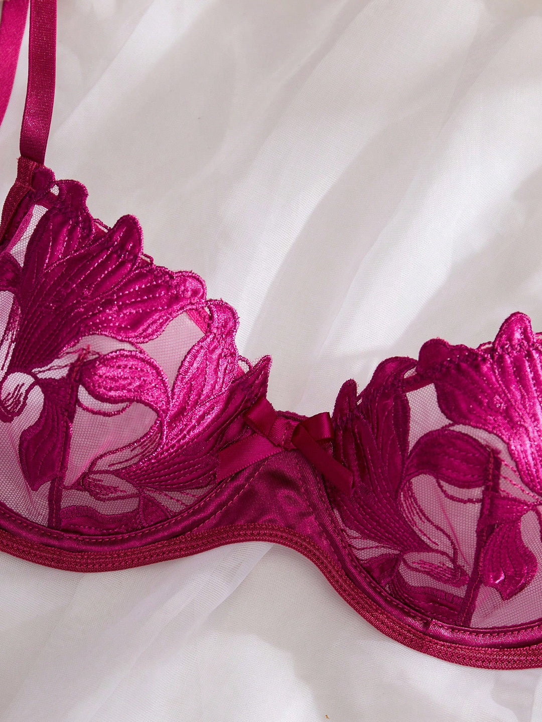 Berry Blaze Embroidered Lingerie Set