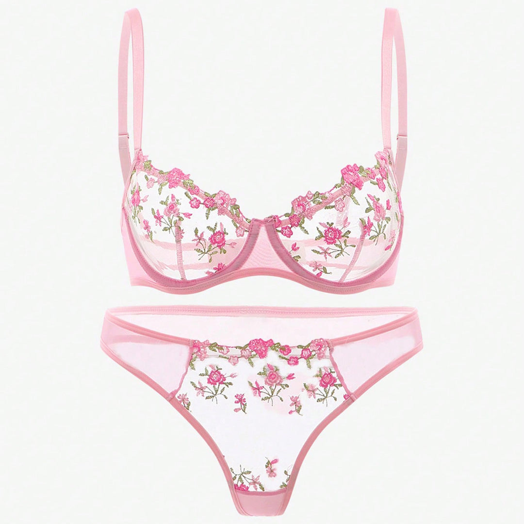 Blush Bloom Sheer Lingerie Set