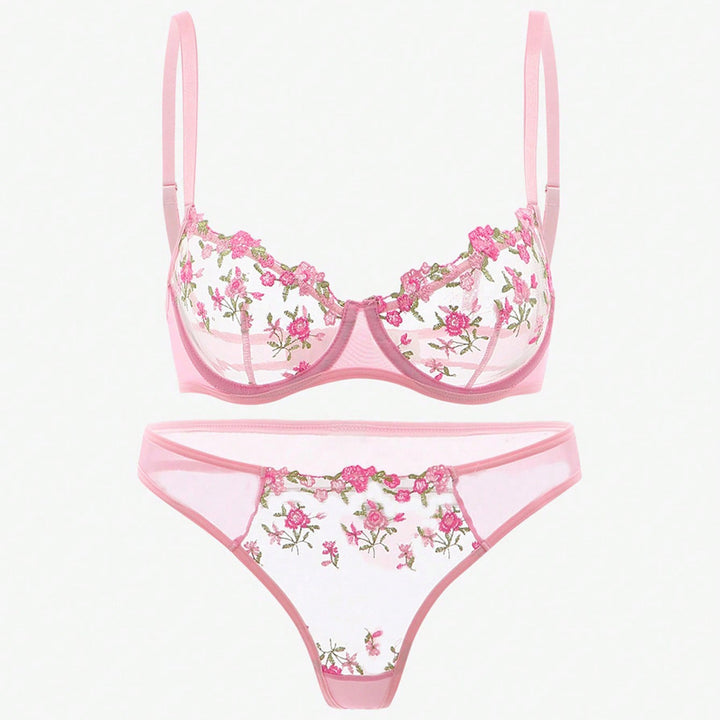 Blush Bloom Sheer Lingerie Set