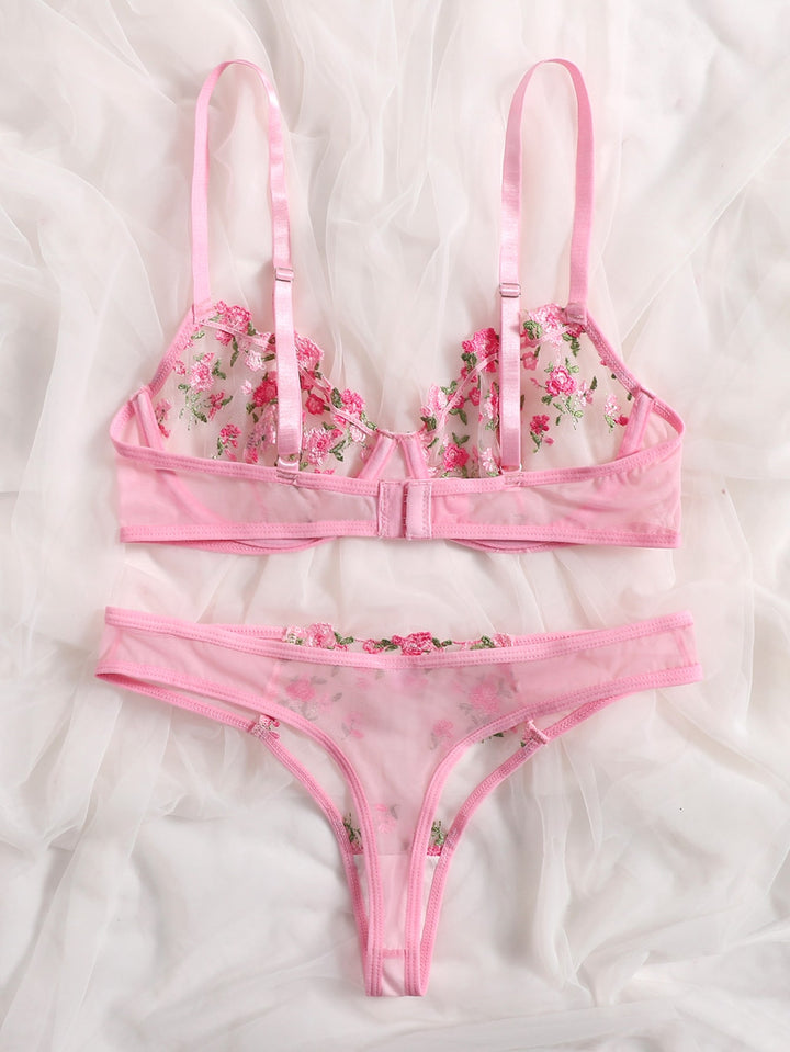 Blush Bloom Sheer Lingerie Set