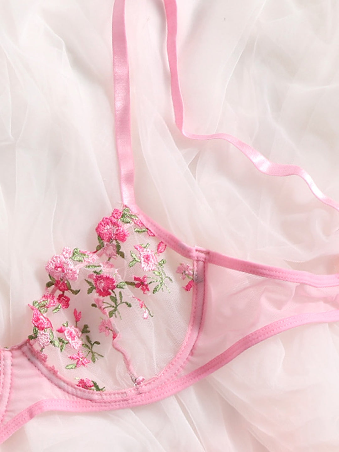 Blush Bloom Sheer Lingerie Set