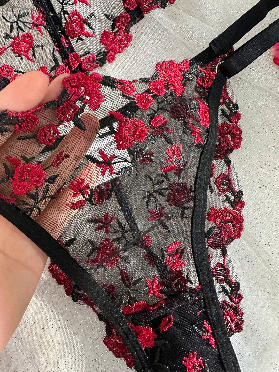 طقم دانتيل رافين روز